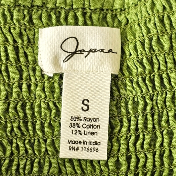 NWT Nordstrom Japna Cotton Linen Blend Frilled Square Neck Green Jumpsuit Size S - Picture 10 of 16
